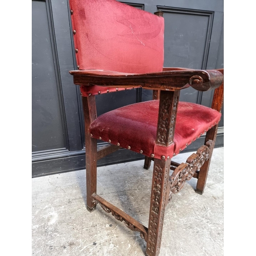 1074 - An unusual antique carved walnut throne type chair.