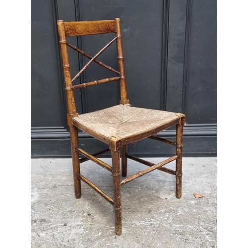 1082 - An interesting 19th century simulated bamboo and rush side chair. 