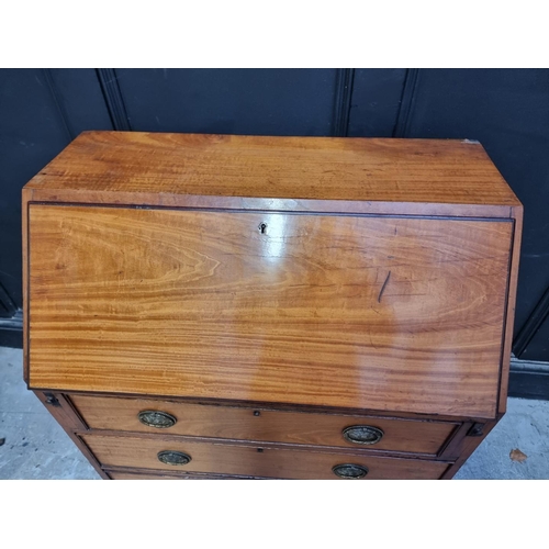 1121 - A small early 20th century satinwood bureau, 73.5cm wide.