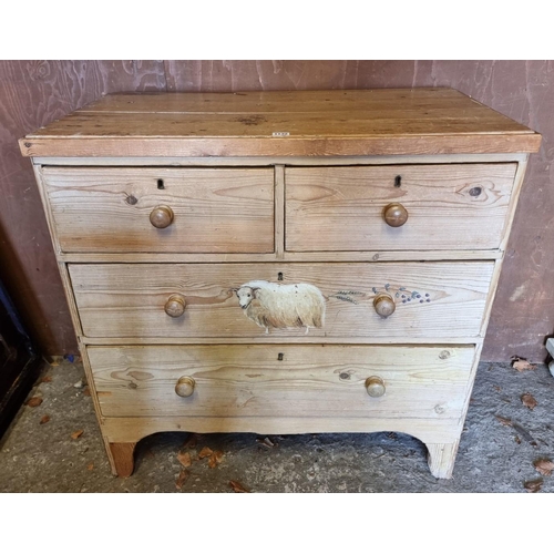 1132 - A Victorian pine chest of drawers, 93cm wide.