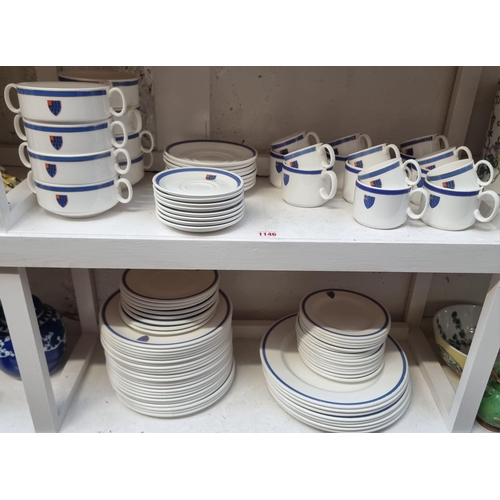 1146 - Of Lincoln's Inn Interest: a Royal Doulton porcelain part tea and dinner service, baring the Inn's c... 