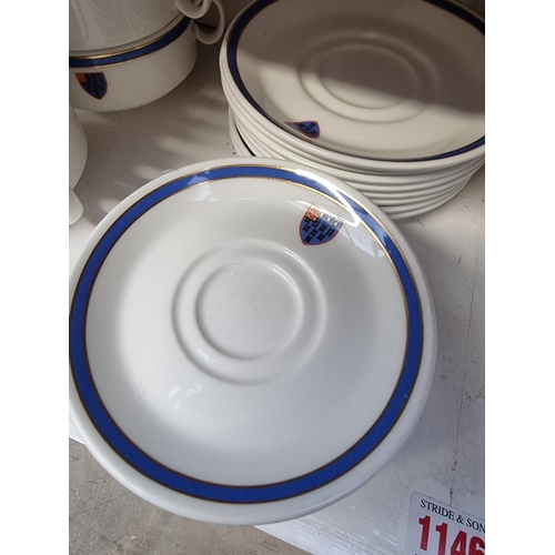 1146 - Of Lincoln's Inn Interest: a Royal Doulton porcelain part tea and dinner service, baring the Inn's c... 