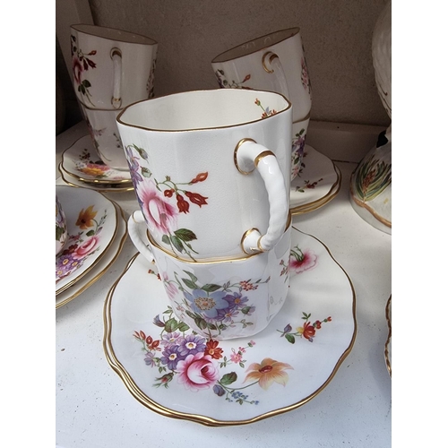 1150 - A Royal Crown Derby 'Posies' pattern part coffee service; together with a Crown Staffordshire Snowy ... 