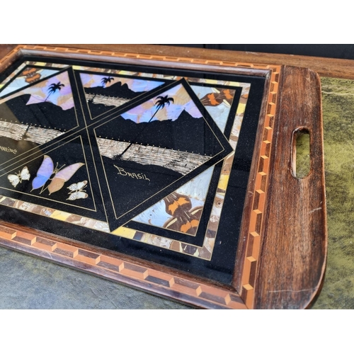 1168 - A Brazilian butterfly wing tray, 63cm wide.