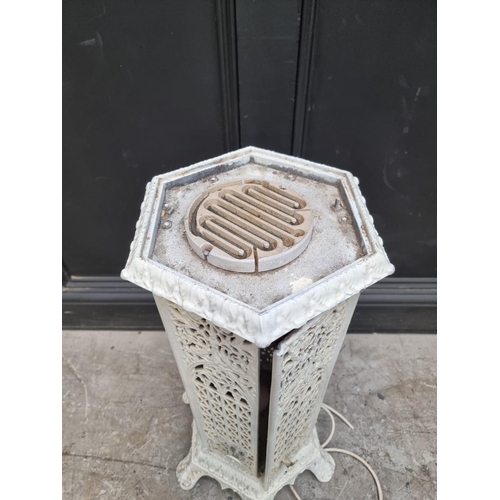 1177 - An old cast iron heater, (converted to a lamp), 86cm high.