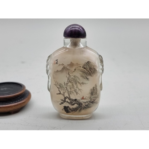 1234 - A good Chinese internally painted rock crystal snuff bottle, signed, probably Ye Bengqi, with a... 