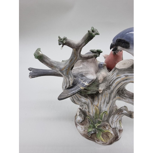 1244 - A large Meissen figure group of three birds, 35.5cm high, (some restoration).