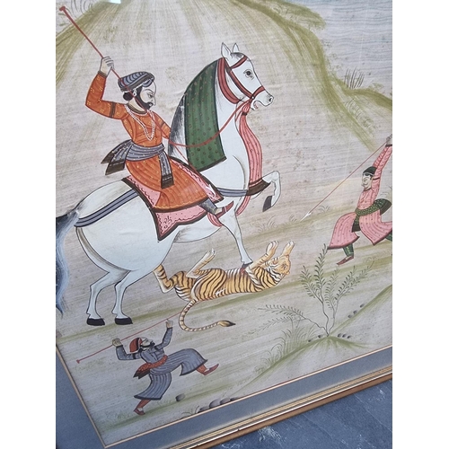 1277 - Indian School, a pair of hunting scenes, in the Mughal style, gouache, 47 x 34cm. (2)... 