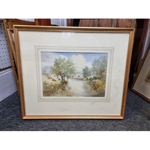 1285 - A interesting group of 19th century watercolours, to include: examples by W H Dyer, 33 x 45cm, and R... 