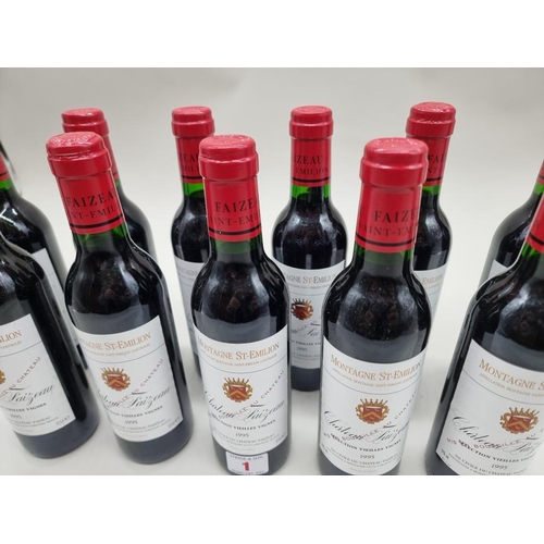 1 - Eleven 37.5cl bottles of Chateau Faizeau Vieilles Vignes, 1995, Montagne St Emilion. (11)... 