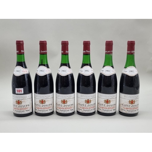 101 - Six 75cl bottles of St Joseph Le Grand Pompee, 1982, Paul Jaboulet Aine. (6)