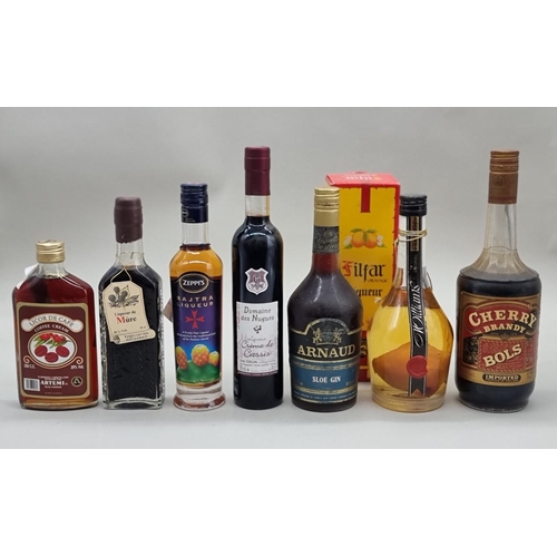 124 - Eight bottles of Liqueur and similar, to include a 1 litre Bols Cherry Brandy; and a 24 fl.oz. Sloe ... 