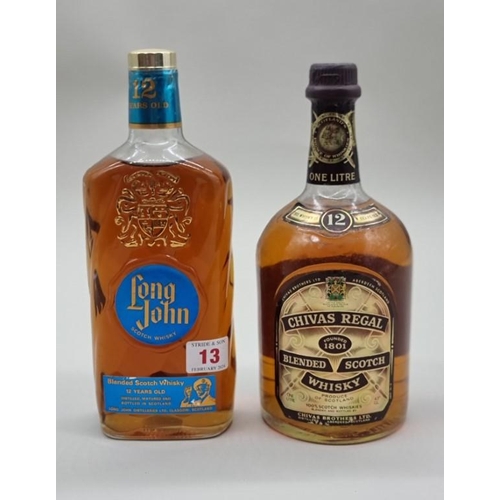 13 - Two 12 Year Old bottles of blended Whisky, comprising: a Long John, probably 1970s bottling; and a 1... 