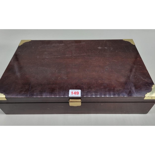 149 - A large mahogany and brass bound humidor, by Joseph Samuel & Son Ltd, the fitted interior incorp... 