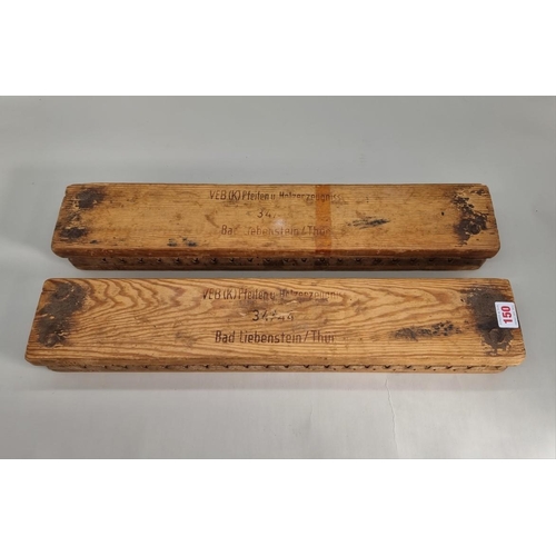 150 - Cigars: two vintage pine cigar presses, each containing twenty cigars. (2)