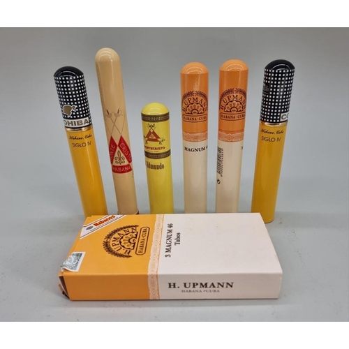 154 - Cigars: two Cohiba 'Siglo IV' cigars; together with two H Uppmann 'Magnum 46' examples; a Monte Cris... 