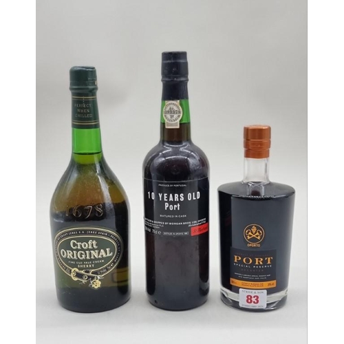 83 - Two bottles of Port and a bottle of Sherry, comprising: a 50cl Oporto Special Reserve; a 70cl St Mic... 