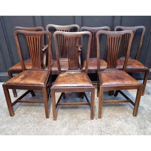 1134 - A set of seven circa 1900 mahogany dining chairs, to include a elbow chair (7)