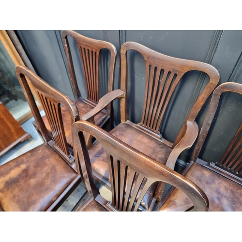 1134 - A set of seven circa 1900 mahogany dining chairs, to include a elbow chair (7)