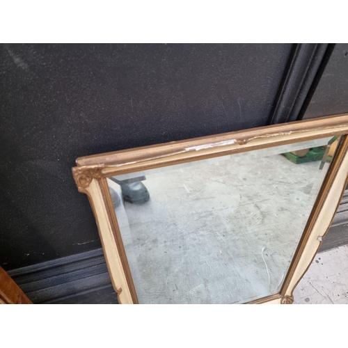 1137 - A Georgian walnut and parcel gilt fret framed wall mirror, 71 x 43cm; together with another mirror. ... 