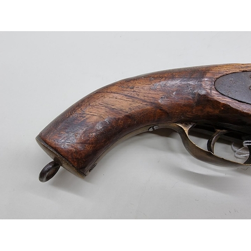 1550 - An antique percussion pistol, having octagonal 18.5cm barrel, the grip stamped '449'.... 