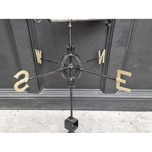 1557 - A black and gilt wrought iron weathervane, total height 103.5cm. 