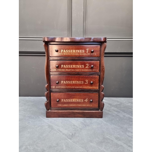 1060 - An oak collector's chest, the four drawers each with gilt inscription, the back labelled 'Natural Hi... 