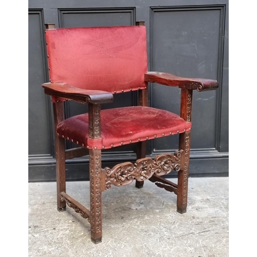 1074 - An unusual antique carved walnut throne type chair.