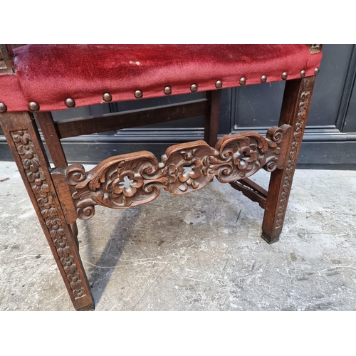 1074 - An unusual antique carved walnut throne type chair.