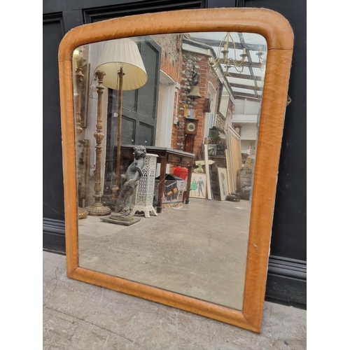 1105 - WITHDRAWN FROM SALE A Victorian bird's eye maple framed overmantel mirror, 117 x 91cm.... 