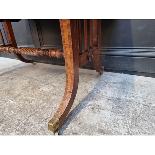 1112 - An early 19th century mahogany and satinwood crossbanded sofa table, stamped 'Gillows Lancaster', 95... 