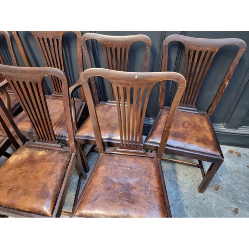 1134 - A set of seven circa 1900 mahogany dining chairs, to include a elbow chair (7)