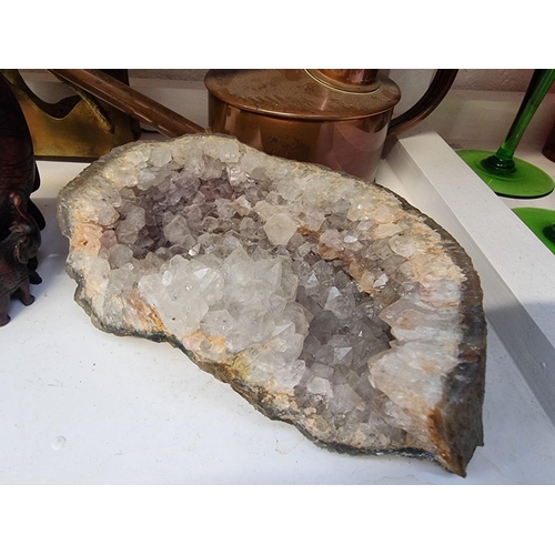 1145 - A mixed lot, to include: a quartz geode, 16.5cm wide. (10)