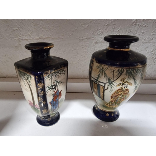 1153 - Seven Satsuma Japanese pottery vases, largest 26cm high. (7)