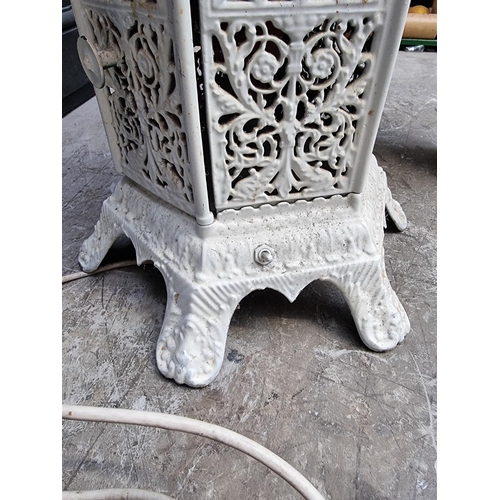 1177 - An old cast iron heater, (converted to a lamp), 86cm high.