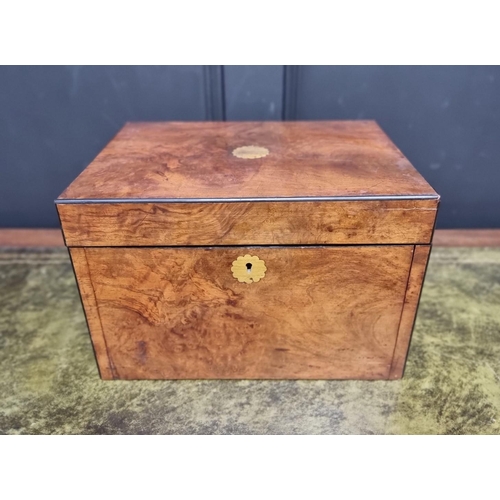 1196 - A late Victorian figured walnut work box, 34cm wide.