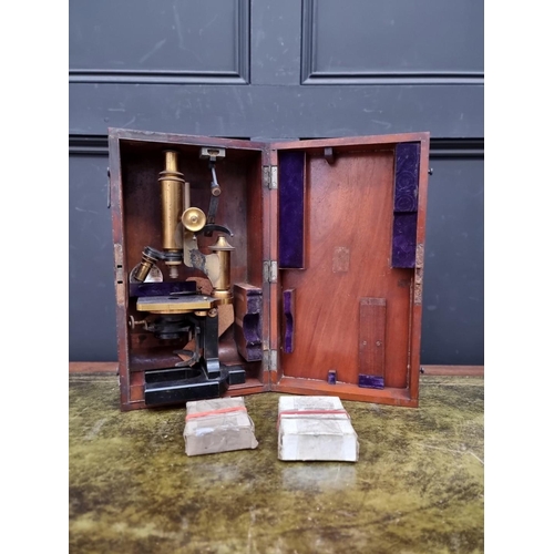 1199 - A Carl Zeiss lacquered brass microscope, No.5003, in mahogany box.