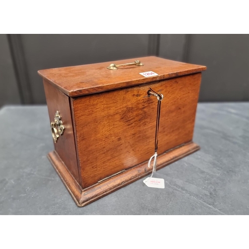 1204 - An early 20th century oak combined stationary box and writing slope, 34.5cm wide, (alterations to in... 