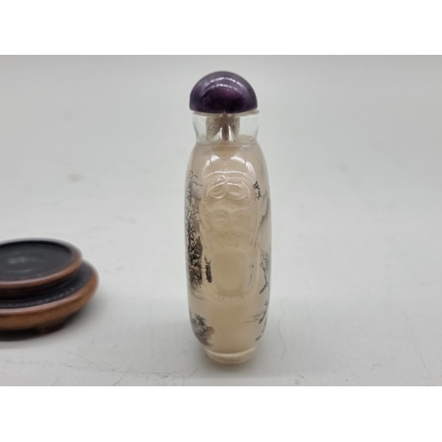 1234 - A good Chinese internally painted rock crystal snuff bottle, signed, probably Ye Bengqi, with a... 