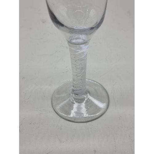 1250 - An 18th century English airtwist ale glass, 17.5cm high.