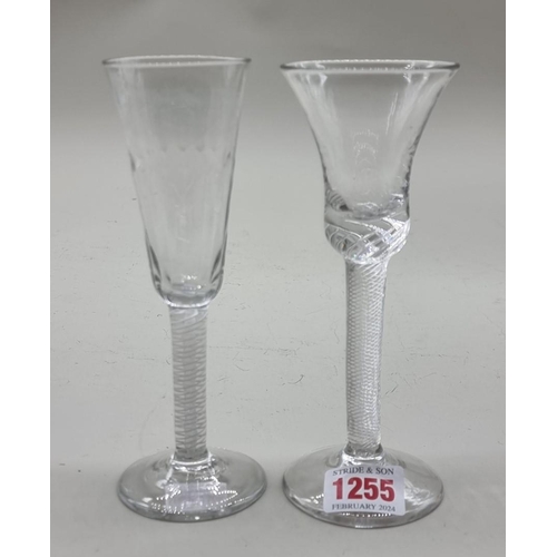 1255 - An antique airtwist wine glass, 16.5cm high; together with an opaque twist ale glass, 16.5cm hi... 