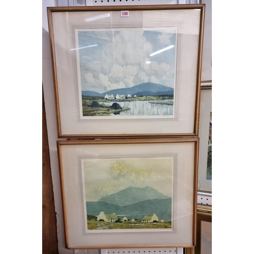 1280 - Paul Henry (Irish), 'Evening on Killray Bay'; 'Cottages, Connemara', a pair, each signed in pencil a... 