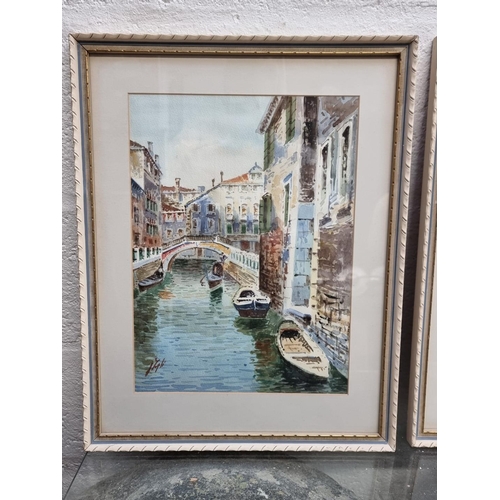 1283 - Italian School, Venetian scenes, a pair, each indistinctly signed, watercolour, 38.5 x 28.5cm. (2)... 