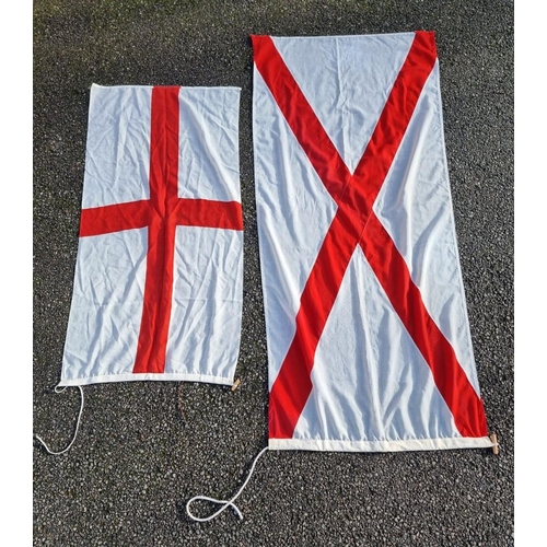 1300 - Two flags, comprising: St Patrick's Cross, 88 x 190cm; and St George's Cross, 69 x 136cm. (2)... 