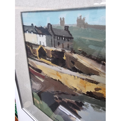 1308 - Donald Mclntyre, 'Calm Day, Craster', signed, labelled verso, acrylic, 40 x 80cm.Provenence: Thacker... 