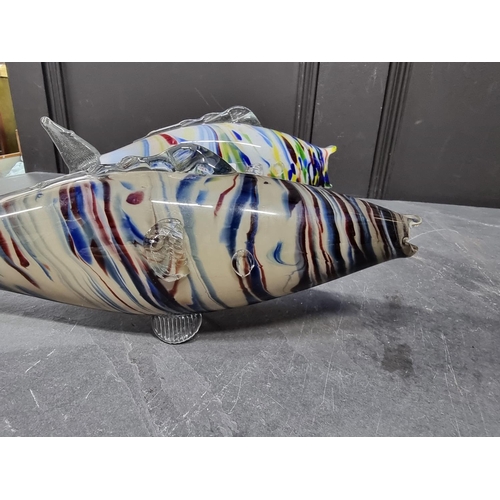 1323 - Two Murano glass fish, largest 40cm long. (2)