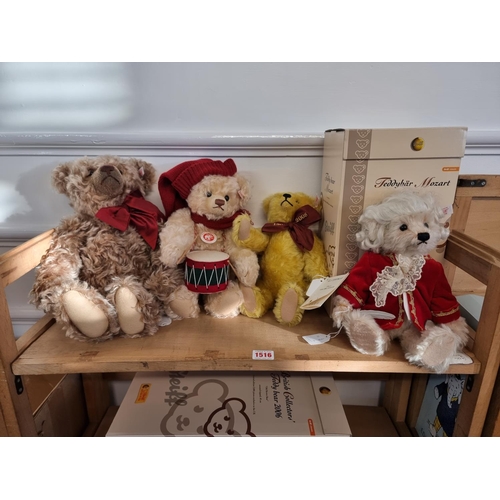 1516 - Four Steiff Teddy Bears, comprising: British Collector's Teddy Bear 2006; Little Drummer Boy; Mozart... 