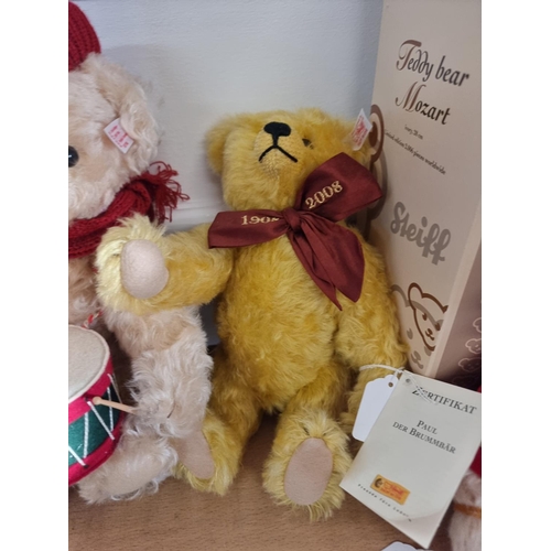 1516 - Four Steiff Teddy Bears, comprising: British Collector's Teddy Bear 2006; Little Drummer Boy; Mozart... 