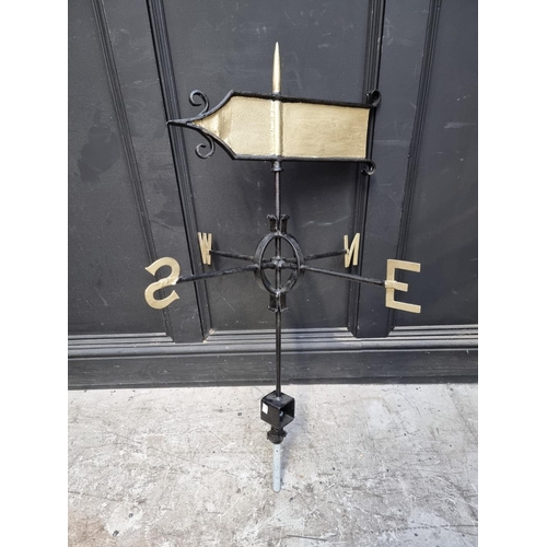 1557 - A black and gilt wrought iron weathervane, total height 103.5cm. 