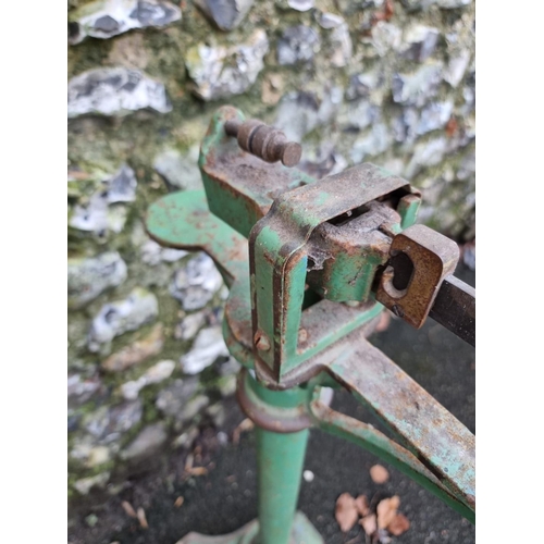 1569 - A set of vintage green painted weighing scales. 